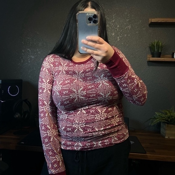 Lucky Brand Long Sleeve Boho Top Thermal - Picture 2 of 3